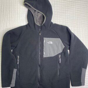 Boys North Face Fleece Jacket Coat Black/Gray M 10/12